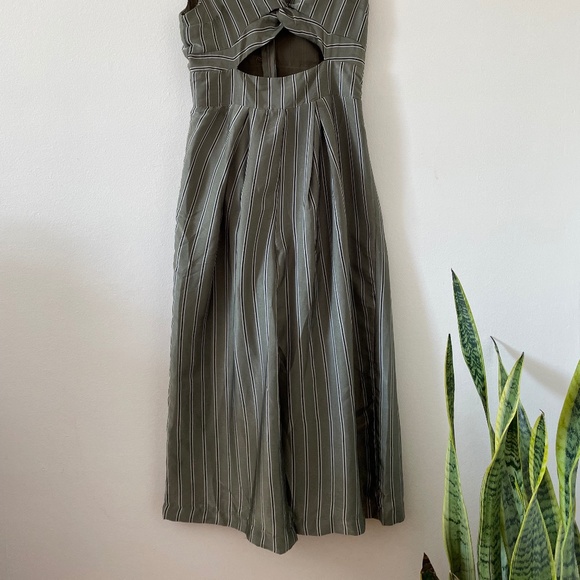 4SI3NNA Striped Green Jumpsuit with a Center Cutout - Picture 2 of 14